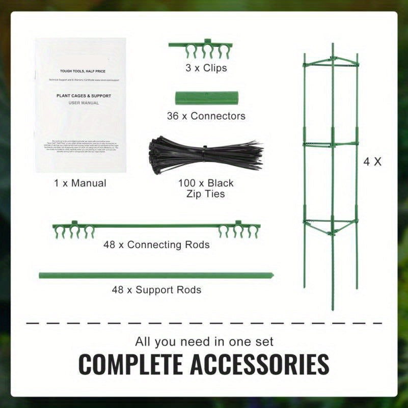 Tomatensteunen – Tomatenrek – Plantsteunen – Groentehulp – Kwekerij Steunen – 4 Stuks – Metaal – 160 cm Hoog – Extra Stevig – Duurzaam