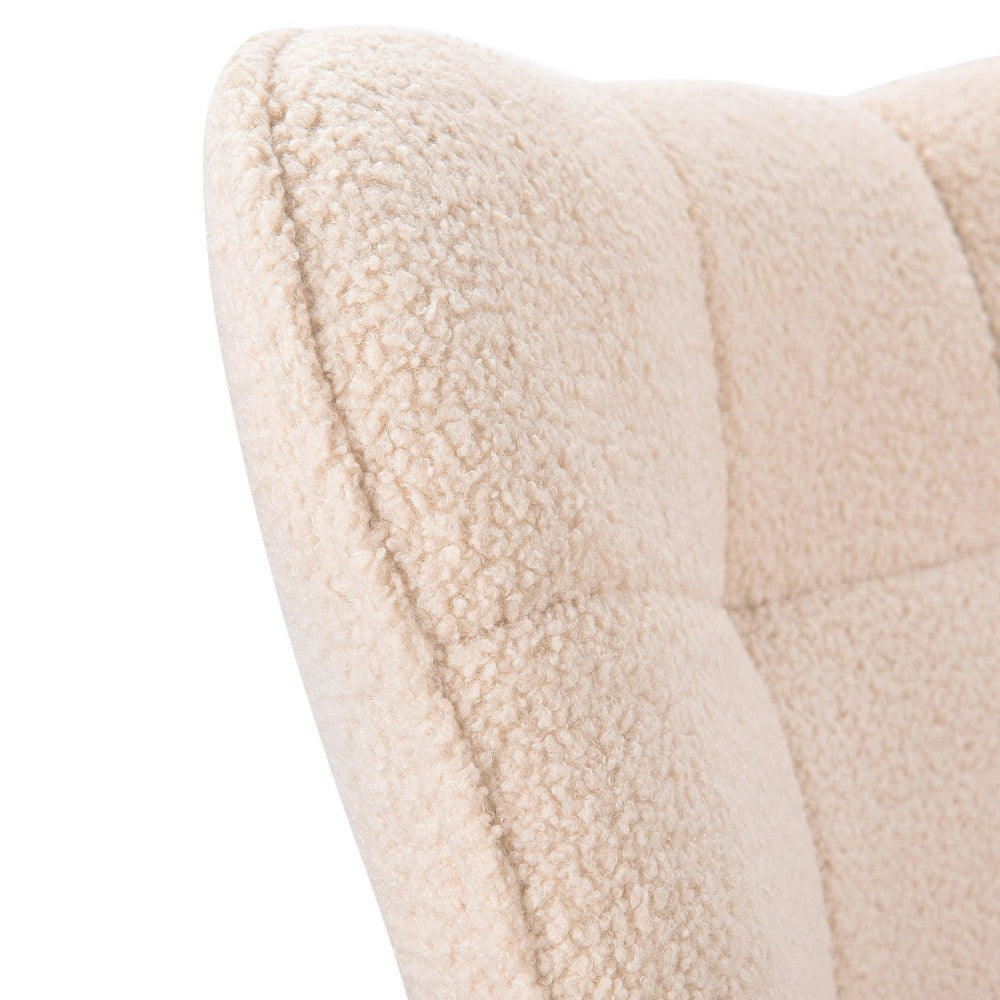Schommelstoel – Schommelstoel Met Bekleding – Relaxstoel – Lounge Stoel – Woonkamerstoel – Beige – Memory Foam Zitting – Duurzaam Metalen Frame
