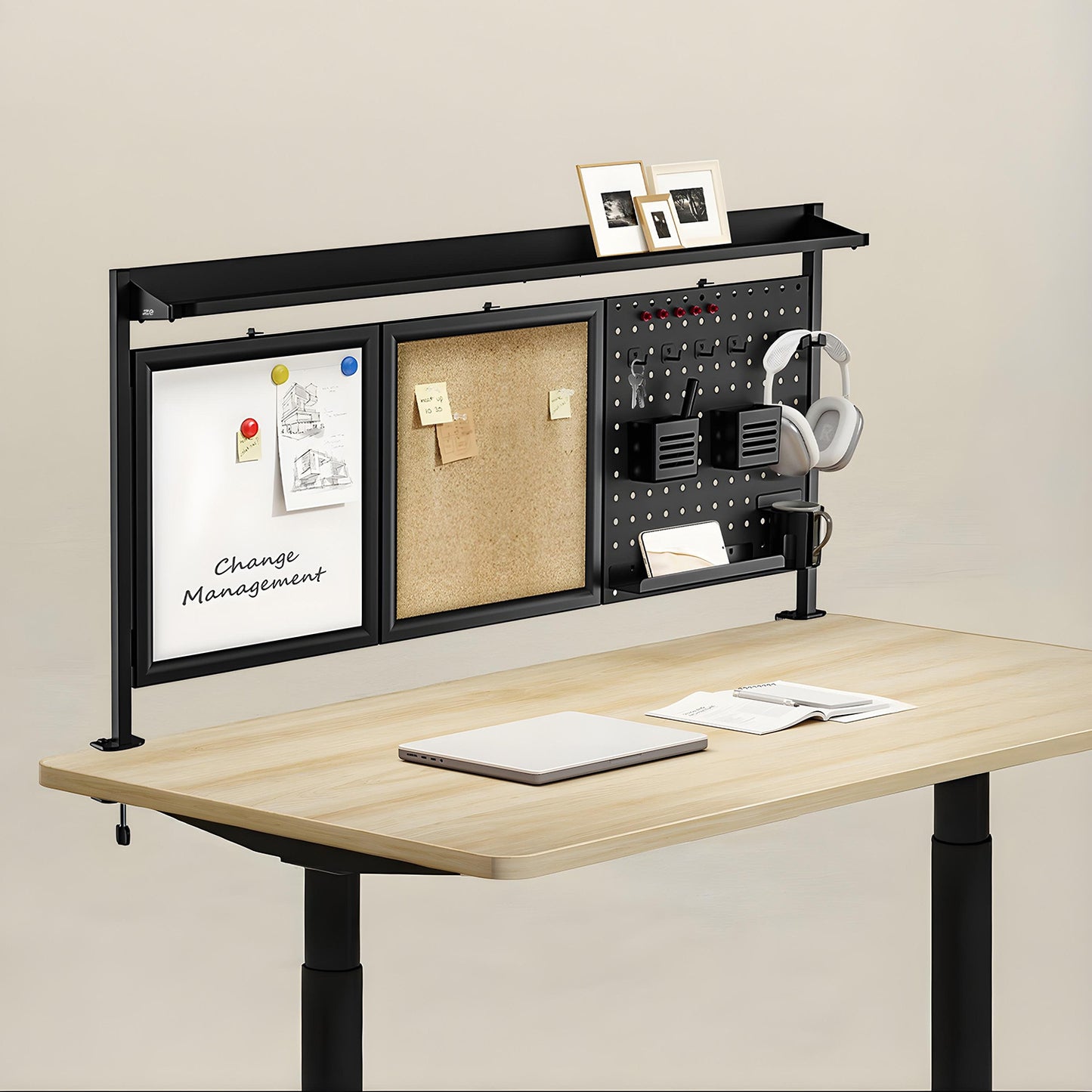 Bureau Organizer – Desk Organizer – Pennenbak – Brievenbak – Opbergrek – Multifunctioneel Met Whiteboard En Kurkbord – Klembevestiging Zonder Boren – Inclusief Accessoires