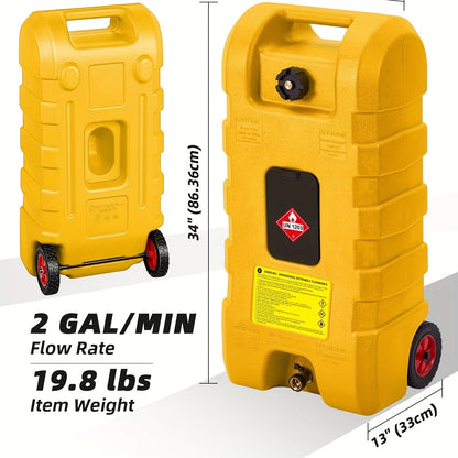 56.78 L Gasoline Fuel Tank Container Tank With Wheels And Siphon Pump Portable Diesel Fuel Tank For Automobiles, Lawnmowers, ATVs And Boats