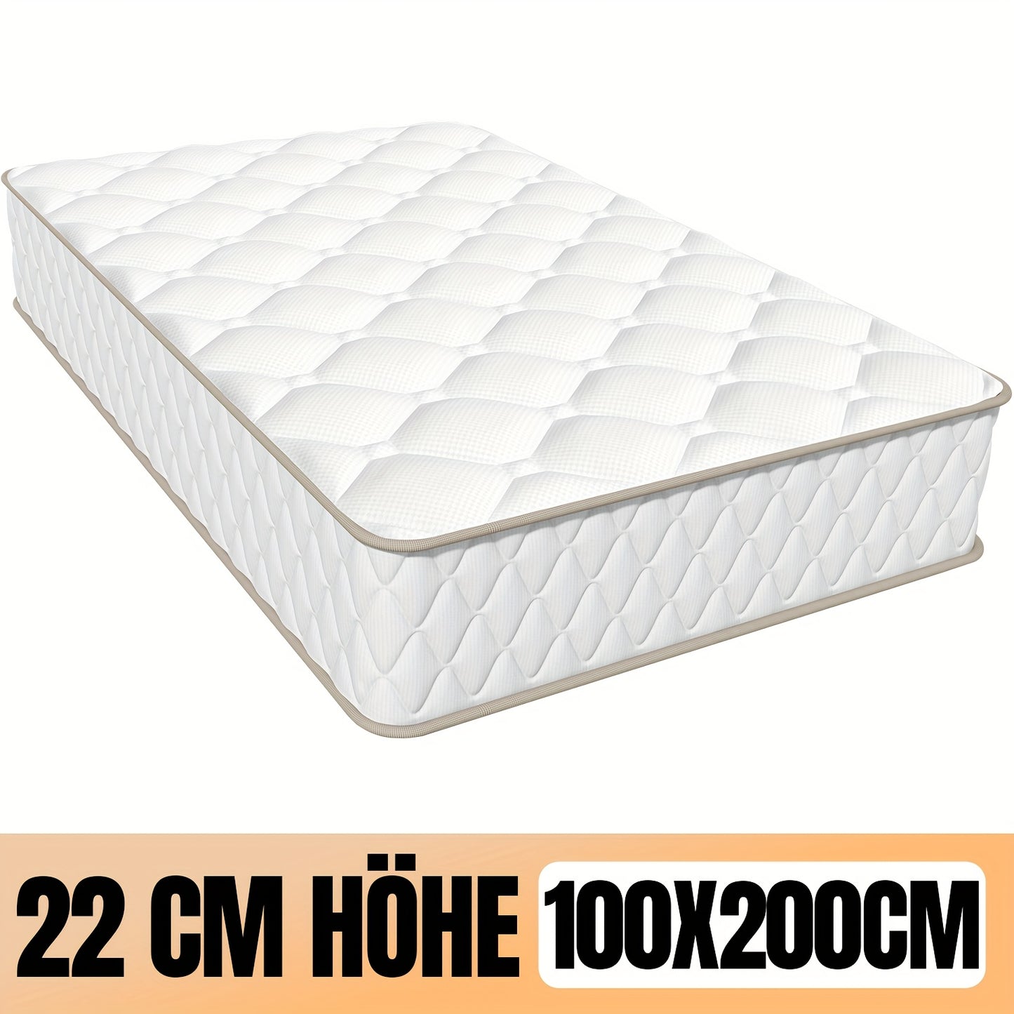 Matras 160x200 – Bedmatras – Slaapsysteem – Matrassen – Slapen – 7-Zones Ondersteuning – Stevigheidsniveau 3 – Koolstofschuim & Pocketveren – Ademend Katoenen Tijk – 22 cm Hoogte