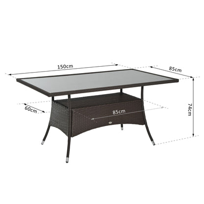 Tuinset – Tuinmeubel – Diningset – Buitenmeubel – Tuintafel – Poly rattan – Veiligheidsglas – 150x85x75 cm – Weerbestendig – Stevig metalen frame