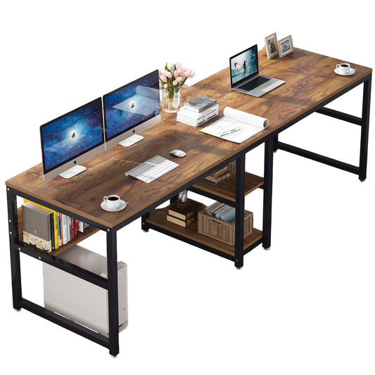 Bureaublad – Werkplek – Bureau – Tafelblad – Kantoorblad – Industrieel Design – Ruim 199,9 cm Breed – Stevig Zwart Stalen Frame