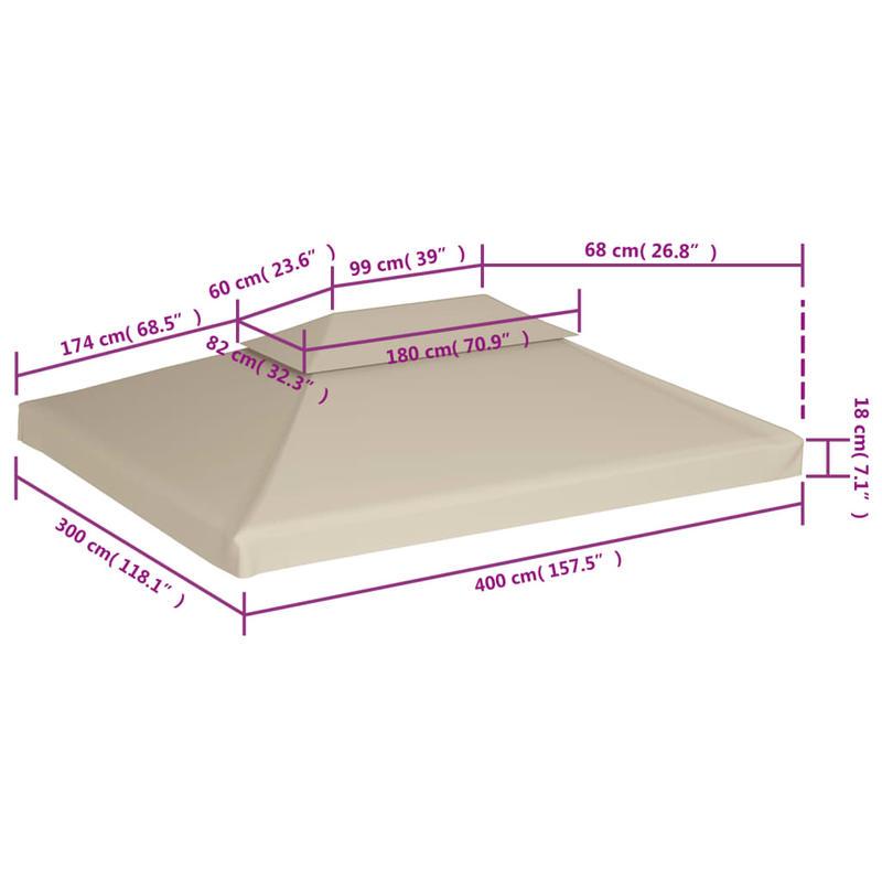 Partytentzeil – Vervangingshoes – Tentdak – Partytenthoes – Pergola zeil – Beige – Waterbestendig 310 g/m² – Afmeting 3x4 meter