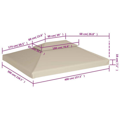 Partytentzeil – Vervangingshoes – Tentdak – Partytenthoes – Pergola zeil – Beige – Waterbestendig 310 g/m² – Afmeting 3x4 meter
