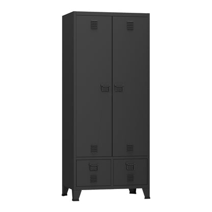 Stalen Kledingkast – Garderobekast – Opbergkast – Kledingrek – Kledingstation – Industrieel Design – Ventilatie Deuren – 180 x 90 x 40 cm – Stevige Stalen Constructie