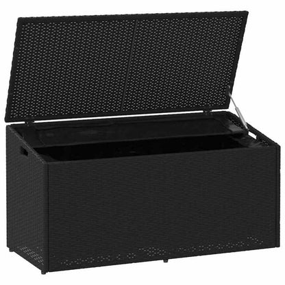 Opbergbox Tuin – Tuinkussenbox – Tuinkist – Kussenbox – Tuinbank – Zwart – Geweven Resin – Ruime Opbergruimte 110x50 cm – Duurzaam Weerbestendig Design