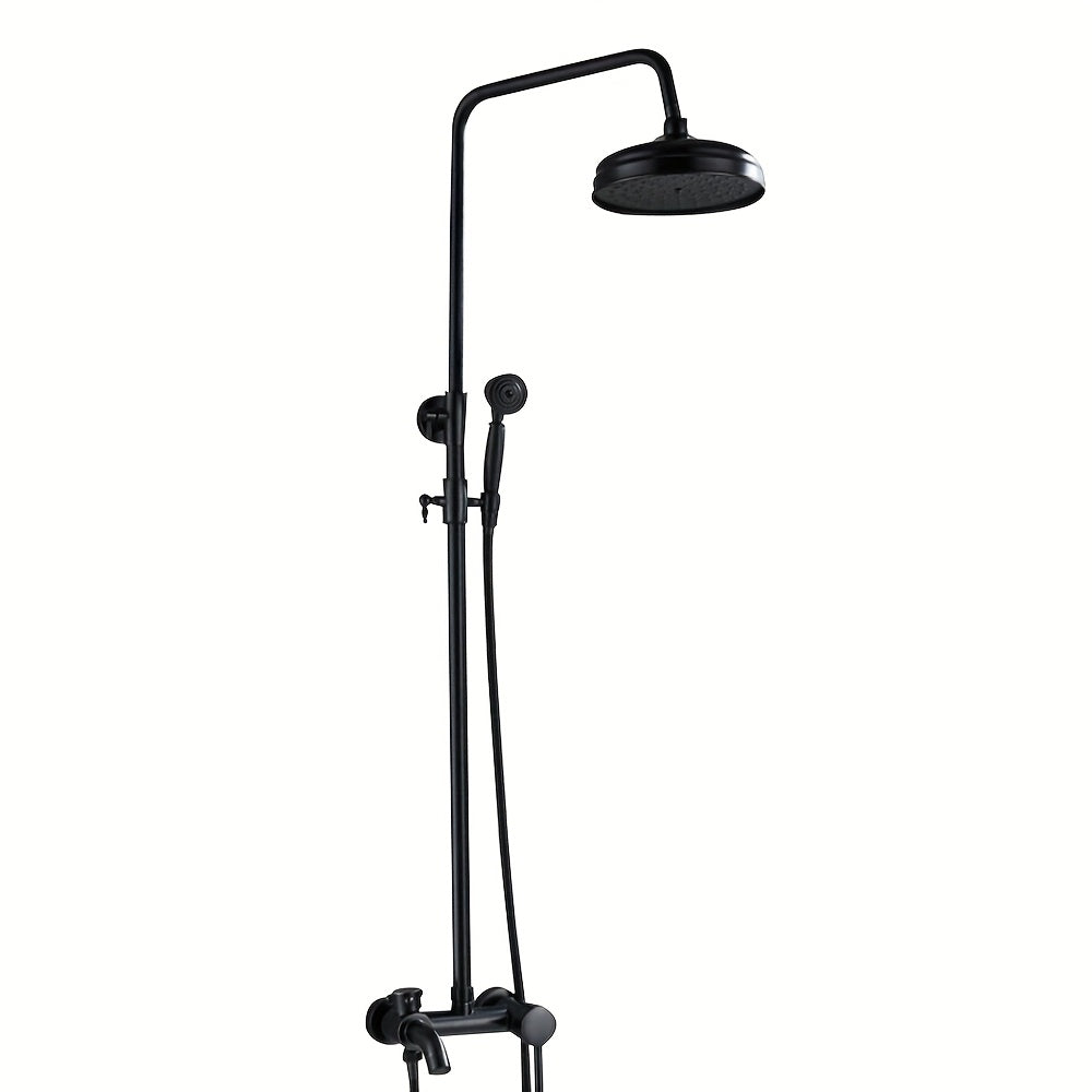 Black Adjustable Shower Faucet Set Shower Set Rain Shower Shower System Shower Fitting Wall Mounting Traditional Retro