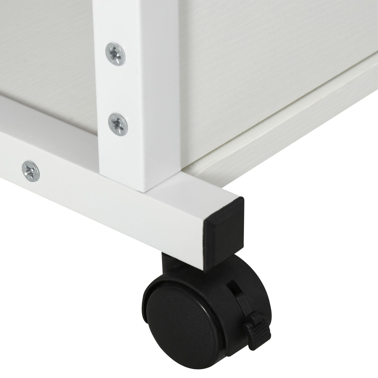 Zijtafeltje – Bijzettafel – Nachtkastje – Serveerwagen – Mobiel Tafeltje – Verstelbare Hoogte 72-82 cm – Metalen Frame Met 2 Opbergrekken