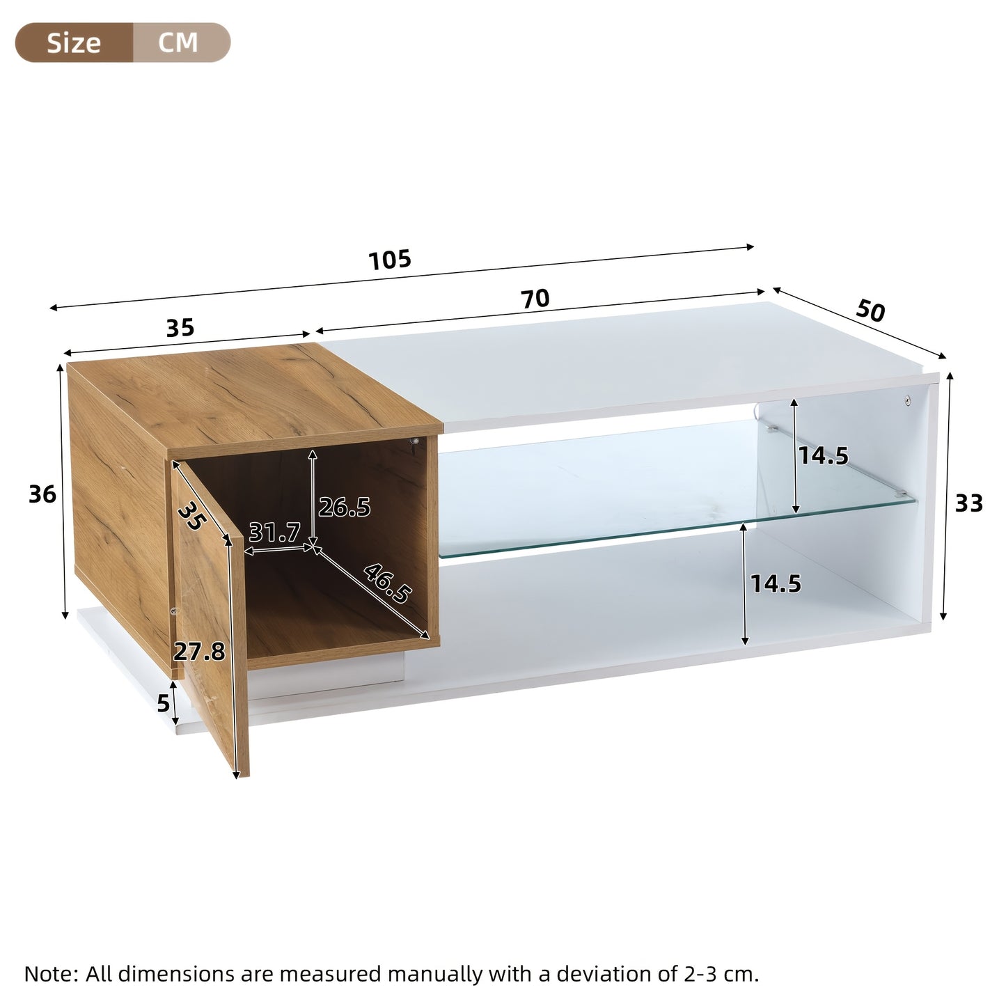 Salontafel – Koffietafel – Woonkamertafel – Tafeltje – Design Tafel – Two-Tone Hoogglans Glas – Compact Met Opbergruimte – Duurzaam & Eenvoudig Te Montateren