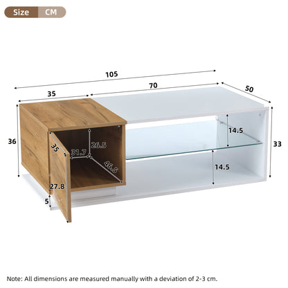Salontafel – Koffietafel – Woonkamertafel – Tafeltje – Design Tafel – Two-Tone Hoogglans Glas – Compact Met Opbergruimte – Duurzaam & Eenvoudig Te Montateren