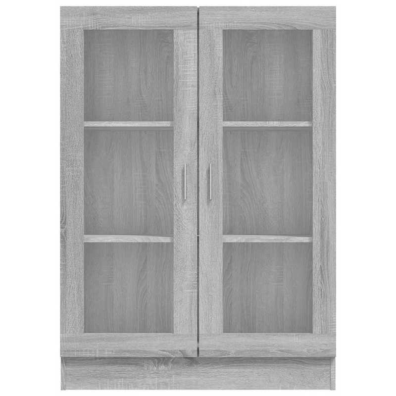 Modern Gray Sonica Wood Showcase Cabinet with Shutter Doors - Large Display Case, Particle Board, -Standing <68.58cm Height, <3.2 Cu Ft Storage for /Office - Easy Assembly (Fits Small Spaces) - Furniture