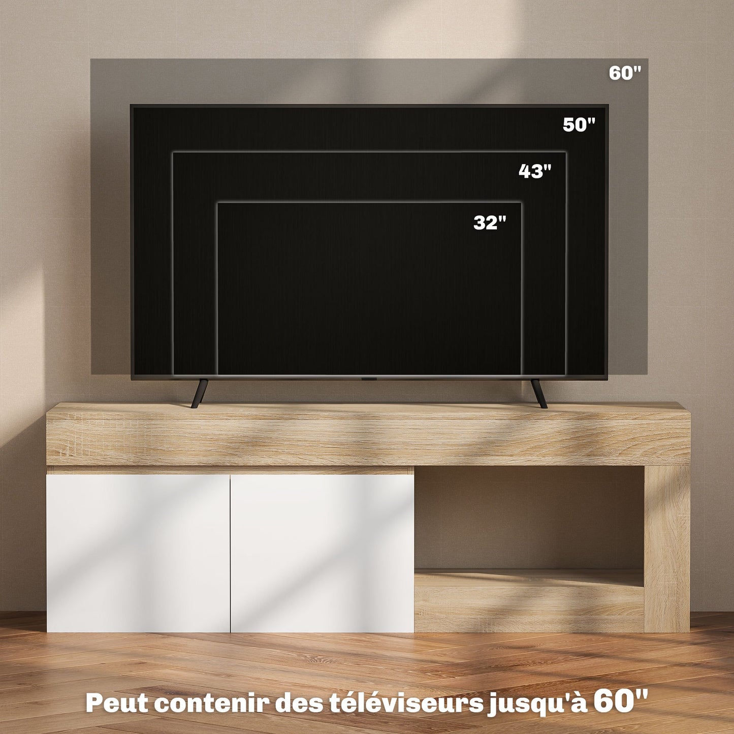 Tv Meubel – Televisiekast – Tv Kast – Mediameubel – Dressoir – Natuurlijke Houtlook – 140x40x48 cm – Zonder Elektriciteit