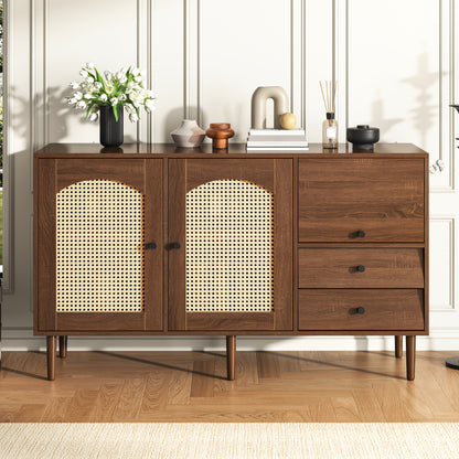 Opbergkast – Opbergmeubel – Kast – Sideboard – Bruin – Verstelbare Schappen – Duurzaam Bamboe – Magnetische Deuren – 130 cm Breed – Vrijstaand