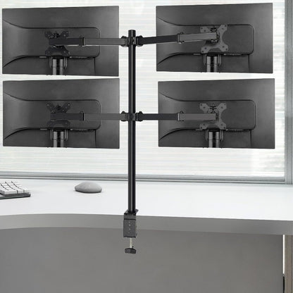 Monitorarm – Monitorbeugel – Monitorstandaard – Monitorhouder – Multi-screen Mount – Voor 4 Schermen 10-27 Inch – Verstelbaar 0-40 cm Hoogte – Robuust Koudgewalst Staal Zwart