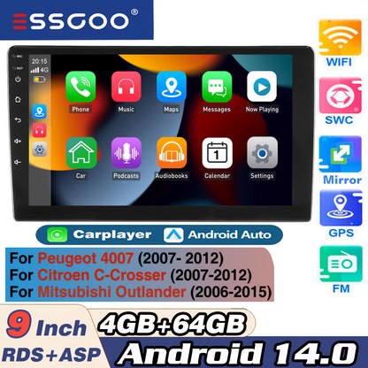 2-DIN Auto Radio – Android Multimedia Systeem – Head Unit – Navigatiesysteem – Autoradio – 4GB+64GB – 9 Inch IPS Touchscreen – Draadloze CarPlay & Android Auto
