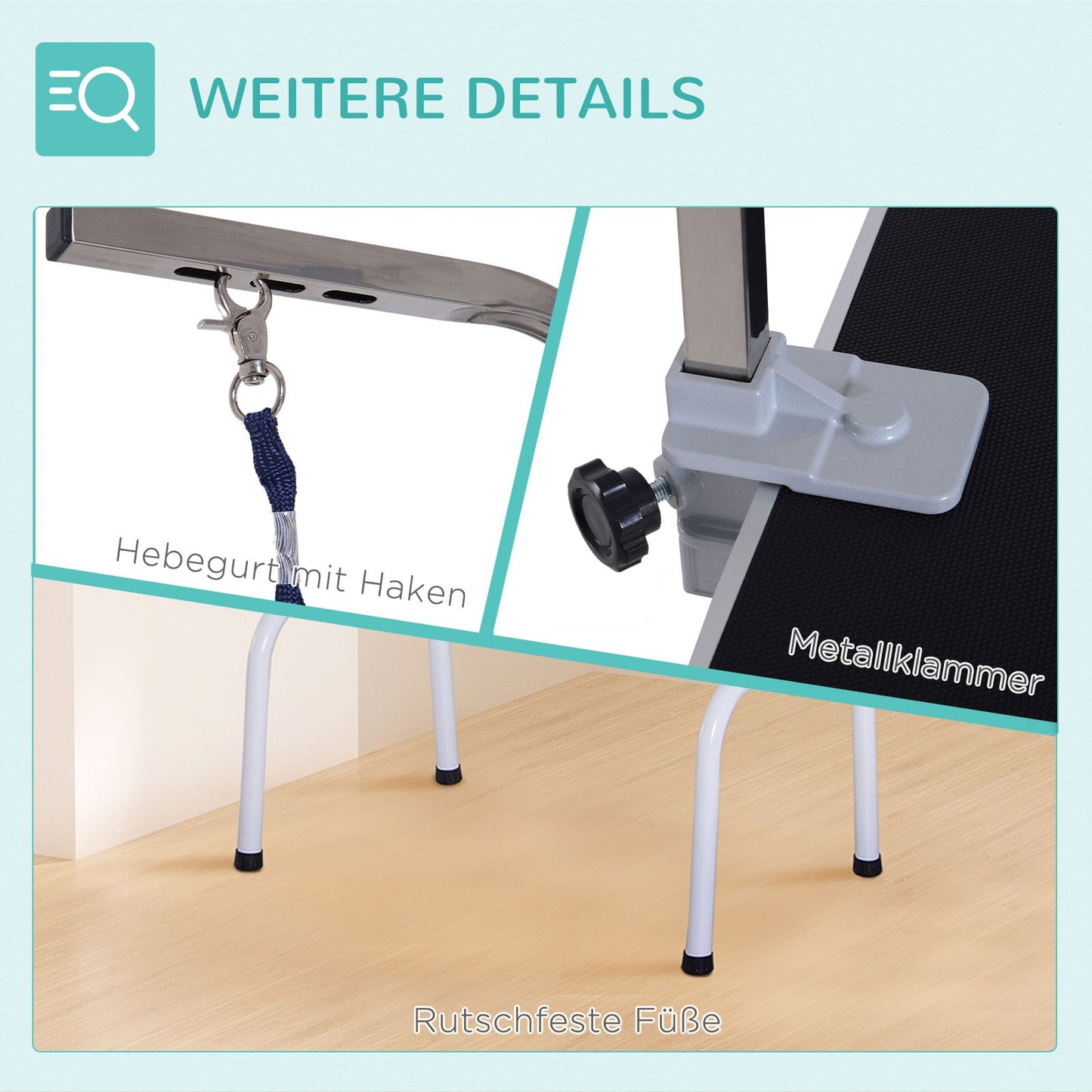 Trimsalon Tafel – Opvouwbare Verzorgingstafel – Grooming Table – Honden Tafel – Katten Tafel – Zwart – Stevige Metalen Constructie – Anti-slip Rubber Toplaag – 81 x 48,5 x 80 cm