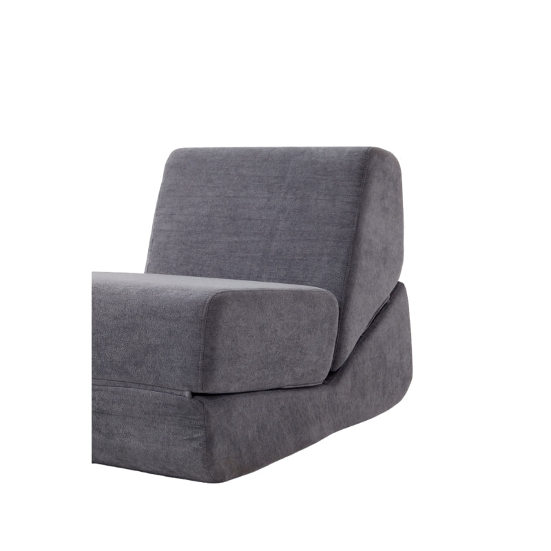 Kleine Vouwbare Sofa Bed – Slaapbank – Vouwbed – Chaise Longue – Slaapstoel – Vintage Grijs – Fluweel Bekleding – Veerkrachtig Schuim