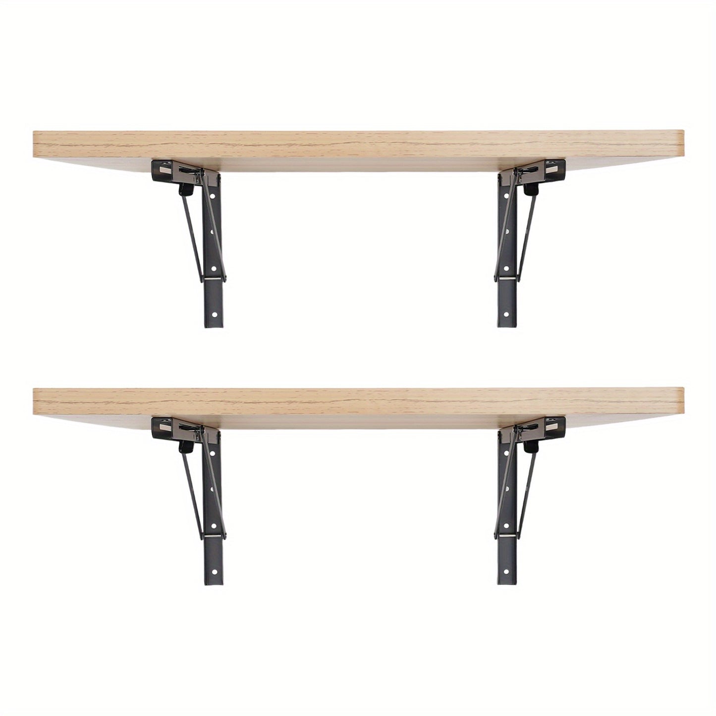 2pcs Wall Mounted Foldable Workbench with Heavy-Duty Metal Frame & Wood-Like Surface - Space-Saving Foldable Design, 29.94 KG Capacity, 59.94cm Wide Work Surface, Adjustable Height, Easy Install for Workshop, Garage, Home Off