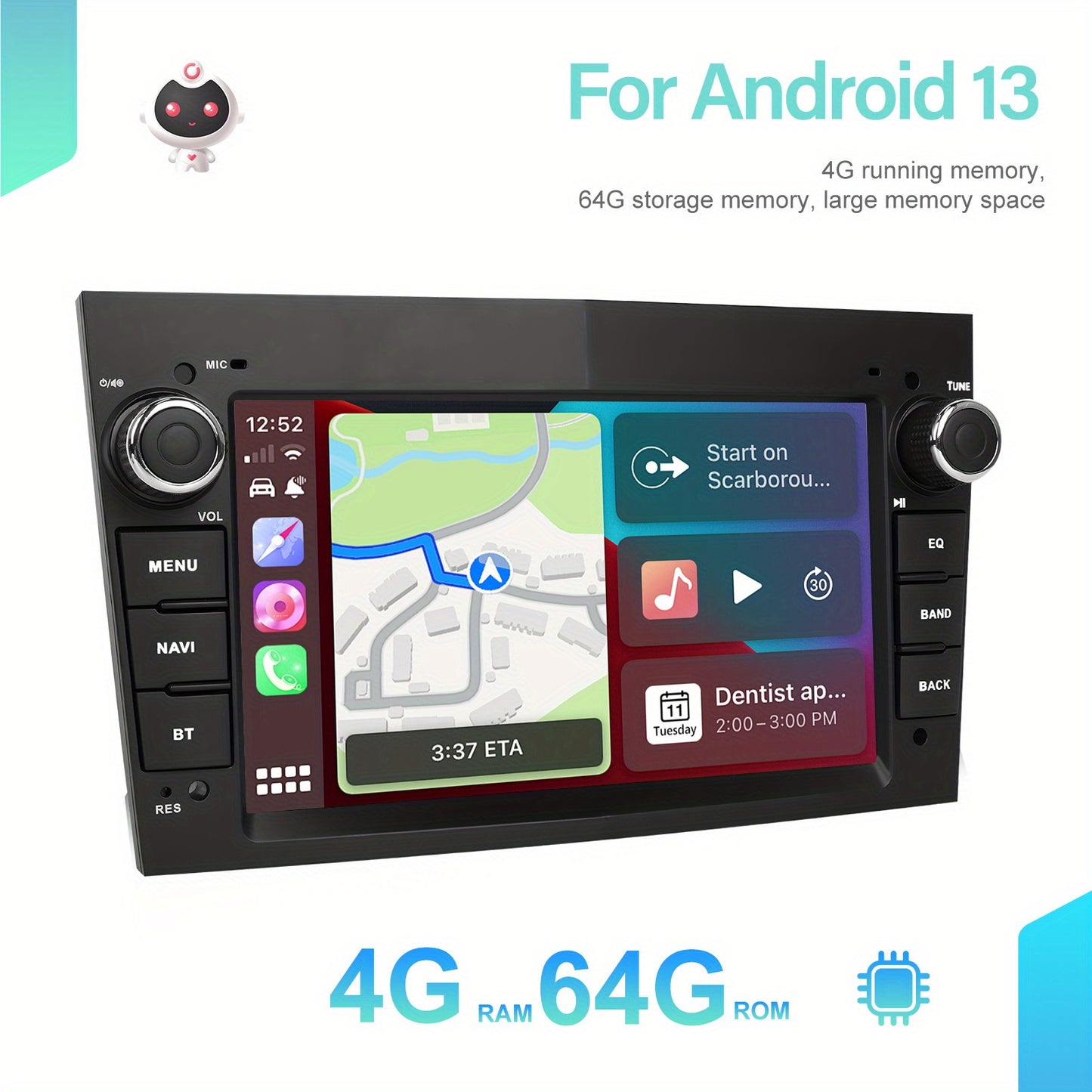 Android Autoradio – Multimedia Speler – Navigatiesysteem – Double Din – Touchscreen – 10,1 Inch Display – Android 15.0 – 4GB RAM 64GB Opslag