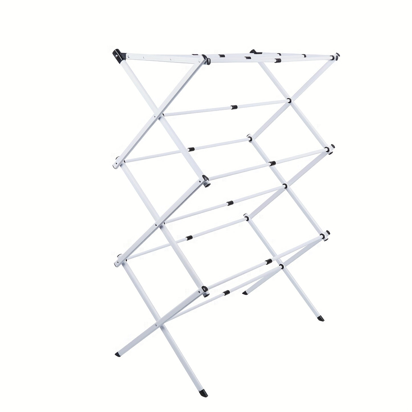 Three-Layer Foldable Drying Rack 75X34X105Cm | Extendable Iron-Pp Frame, 30Kg Capacity, Space-Saving Design | Suitable for Heavy-Duty Laundry Storage Rack on Balcony, Drying Racks
