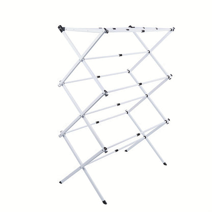 Three-Layer Foldable Drying Rack 75X34X105Cm | Extendable Iron-Pp Frame, 30Kg Capacity, Space-Saving Design | Suitable for Heavy-Duty Laundry Storage Rack on Balcony, Drying Racks