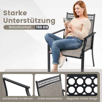 Tuinstoelen – Tuinstoelen – Balkonstoelen – Tuinmeubilair – Buitenzitmeubels – 2-Delige Set Koffiekleur – Sneldrogende Stof – Stevig Metalen Frame Tot 150 kg