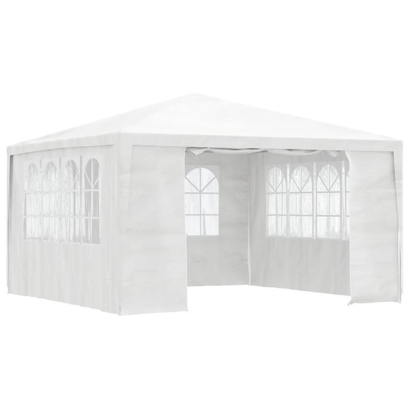 Professional Party Tent with Sidewalls, 90 g/square meter, 4x4m, White – Sturdy and Durable, Easy to Assemble, Ideal for Gatherings, Parties, Weddings, Camping, and Outdoor Activities, Portable Changing Tent, Camping Equipm