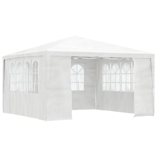Professional Party Tent with Sidewalls, 90 g/square meter, 4x4m, White – Sturdy and Durable, Easy to Assemble, Ideal for Gatherings, Parties, Weddings, Camping, and Outdoor Activities, Portable Changing Tent, Camping Equipm