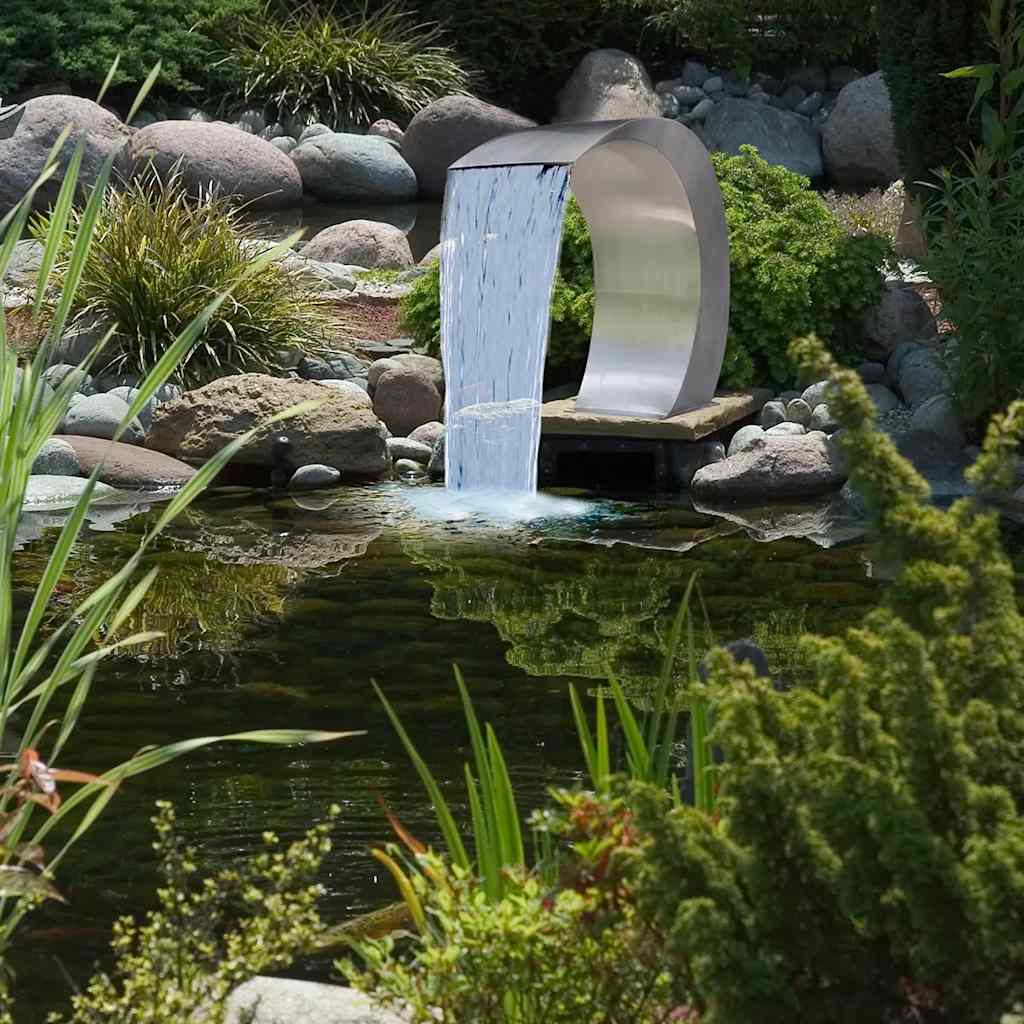Zwembadfontein – Vijverfontein – Tuinfontein – Waterornament – Watersculptuur – RVS Roestvrij Staal – Met LED Verlichting – Weerbestendig & Duurzaam