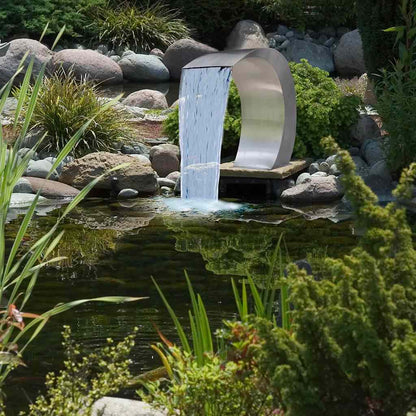 Zwembadfontein – Vijverfontein – Tuinfontein – Waterornament – Watersculptuur – RVS Roestvrij Staal – Met LED Verlichting – Weerbestendig & Duurzaam