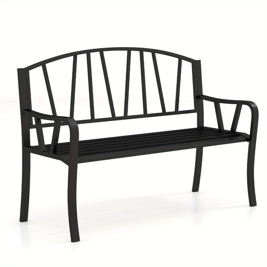 Tuinbank – Buitenbank – Parkbank – Balkonbank – Zitbank – Metalen Frame – Weerbestendig – 129 cm – 2-3 Personen