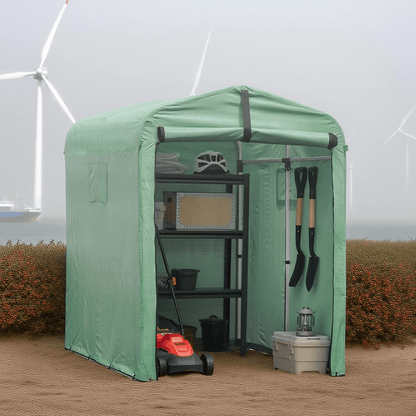 Fietsenstalling – Fietsenhok – Bike Shelter – Fietsenberging – Tuinhuisje – Weerbestendig Aluminium Frame – UV-Bestendig PE-Doek 120x163x176 cm Groen