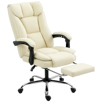 Ergonomic Office Chair with Wheels and Stability Plate | Featuring Armrests, Adjustable Headrest, Lumbar Support, Height Adjustment, Memory Foam, Rocking Function, Suitable for Office, Study Room, Bedroom, Color: Beige and Bl