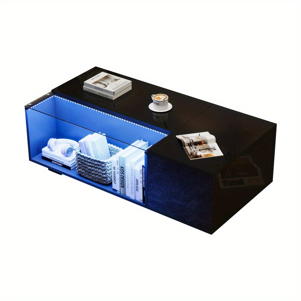 Salontafel – Koffietafel – Woonkamertafel – Bijzettafel – Tafel – Tempered Glas Blad – Stevig Metalen Frame – 100x50x35 cm – 2 Lades – Modern Minimalistisch Design