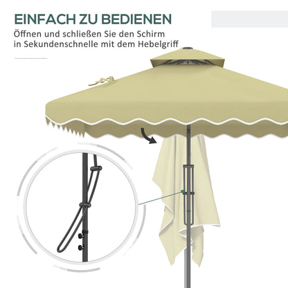 Parasol – Tuinparasol – Balkonparasol – Stokparasol – Terrasparasol – Decentraal Zijpaal – 2,5x2,5 m – Metalen Frame – Beige Polyester – Kruisvoet – Slingerbediening