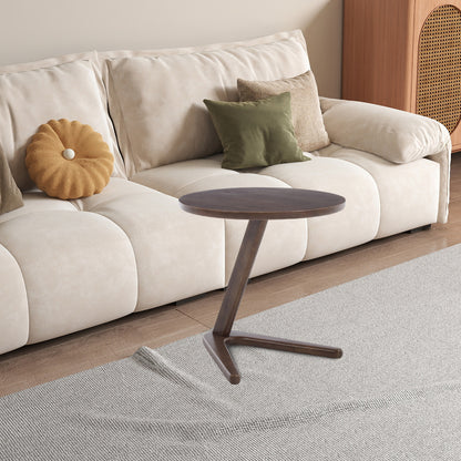 Bijzettafel – Tafeltje – Nachtkastje – Sidetable – Banktafel – Rond – Houtlook – Ruimtebesparend Design – Z-vormige Voet Stabiel