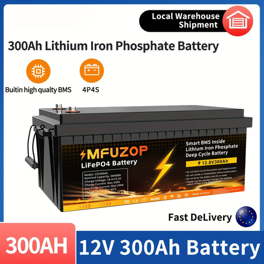 Lithium Accu – LiFePO4 Accu – Camper Accu – Solar Accu – Elektrische Voertuig Accu – 12V 300Ah – Slimme BMS Bescherming – Lange Levensduur