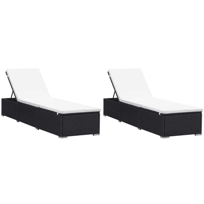 2-Zits Verstelbare Ligstoelen – Tuinstoelen – Ligbed - Lounge Stoelen – Poly Rattan Stoelen – Stalen Frame – Afneembare Kussens