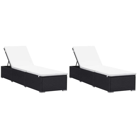 2-Zits Verstelbare Ligstoelen – Tuinstoelen – Ligbed - Lounge Stoelen – Poly Rattan Stoelen – Stalen Frame – Afneembare Kussens