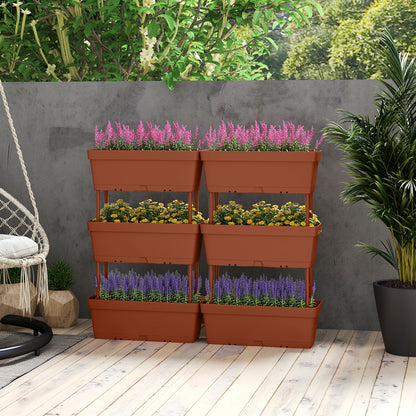 Verticale Plantenbak – Plantenbakken Set – Plantenbakken Toren – Moestuinbak – Kruidenbak – Stapelbaar – Weerbestendig PP Plastic – 6-delig 49x16x16 cm