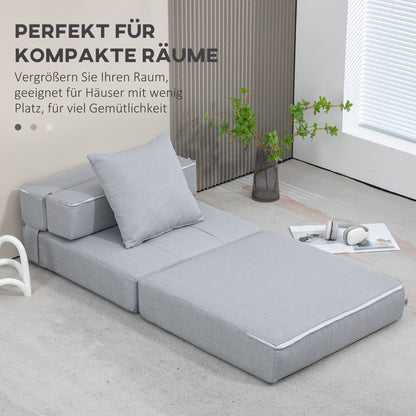 Slaapstoel – Slaapbank – Zetelbed – Logeerbed – Slaapfauteuil – 2-in-1 Opvouwbaar Design – Comfortabel Zacht Kussen – Lichtgrijs – Draagvermogen Tot 100 kg