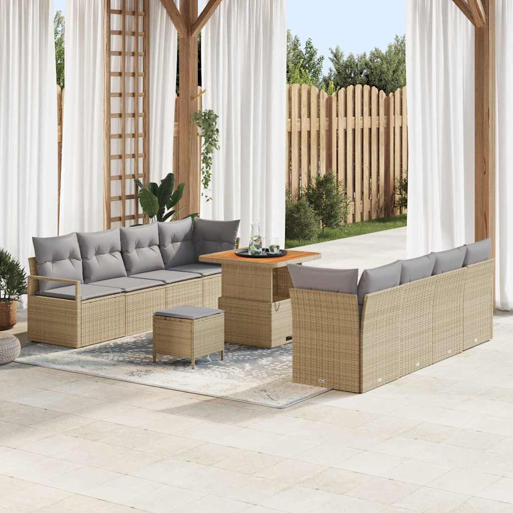 Loungebank – Loungeset – Tuinbank – Buitenbank – 6-8 Zits – Hoogwaardig Poly Rattan – Weerbestendige Kussens Lichtgrijs