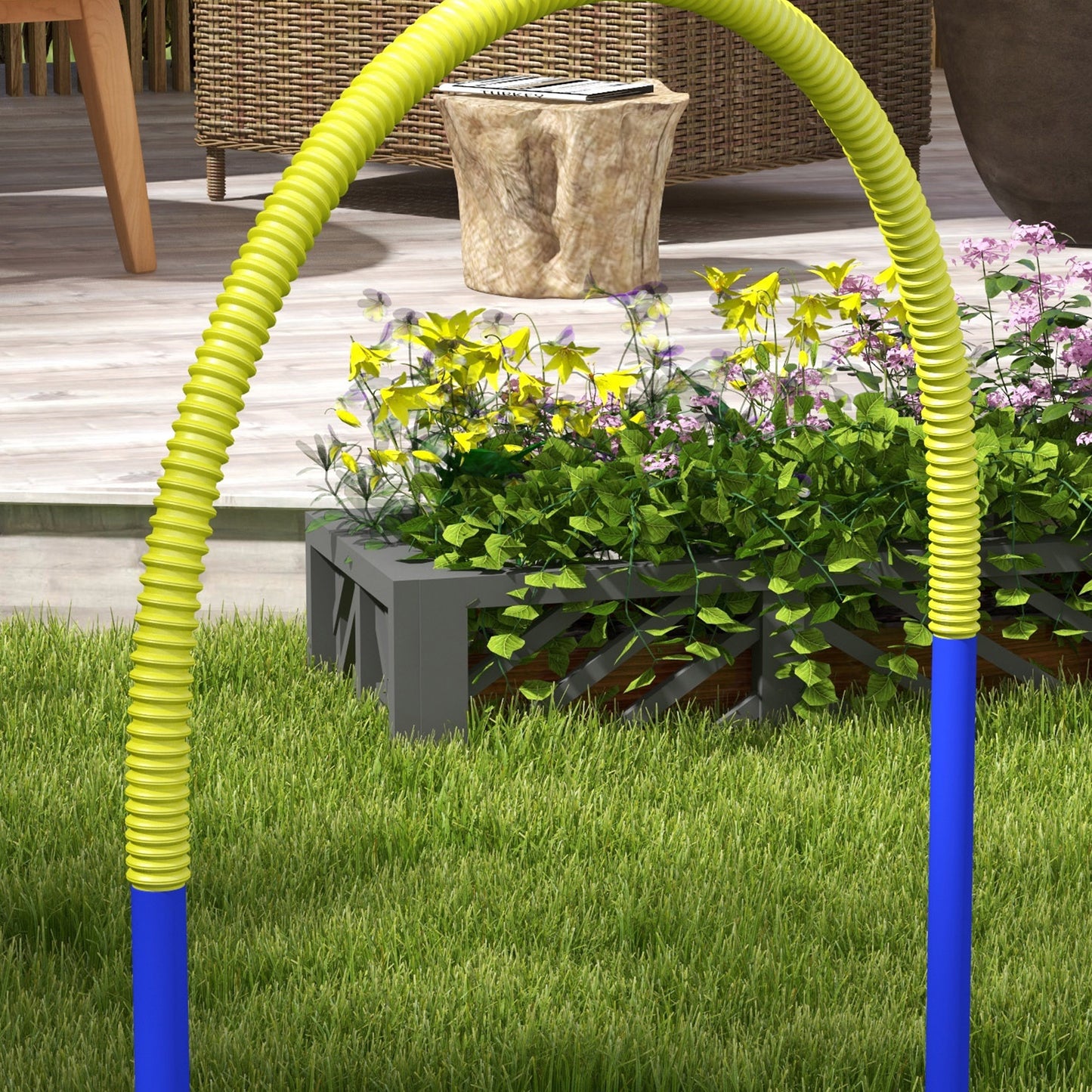 Agility Set Honden – Hondentraining – Behendigheidsset – Trainingsparcours – Agility Hindernissen – Blauw-Geel – 4 Boogbogen – Inclusief Draagtas – Compacte Afmetingen 88x64x95 cm