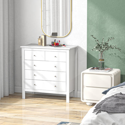Ladekast – Ladenkast – Kommode – Dressoir – Opbergkast – 5 Lades – MDF & Spaanplaat – Wit – Geruisloze Metalen Glijders – Anti-Kantelbescherming – 79x39,5x80,5 cm