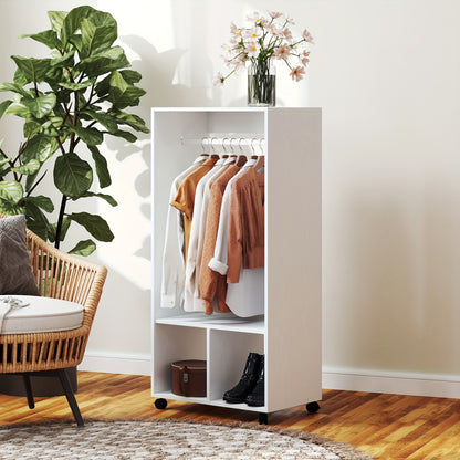 Mobiele Kledingkast – Verplaatsbare Kast – Draagbare Klerenkast – Opbergkast – Kledingrek – Compact 60x40x127 cm – Aluminium Frame en 4 Zwenkwieltjes