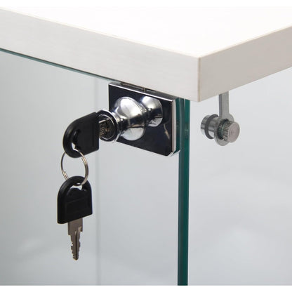 Glazen Vitrinekast – Vitrinekast – Displaykast – Collectiekast – Dressoir – 3 Glazen Planken – Met Slot – Wit – 125x42x36 cm