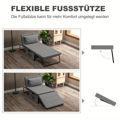 Integral Folding Bed - Space-Saving Multi-Functional Single Bed with 5-Level Height Adjustment (from Ottoman to Guest Bed), Heavy-Duty Steel Frame, Converts to Armchair/Ottoman, No Assembly Tools Needed - Ideal for Small Apar