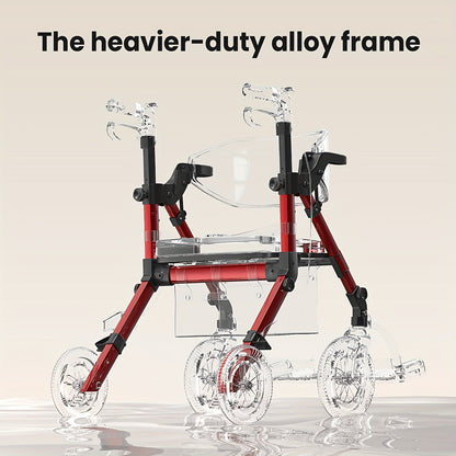 Rollator – Wandelwagen – Looprek – Mobiliteitshulpmiddel – Transportstoel – 2-in-1 Opvouwbaar – Lichtgewicht – Comfortabel Gevoerd Zitje – Draagvermogen 136 kg