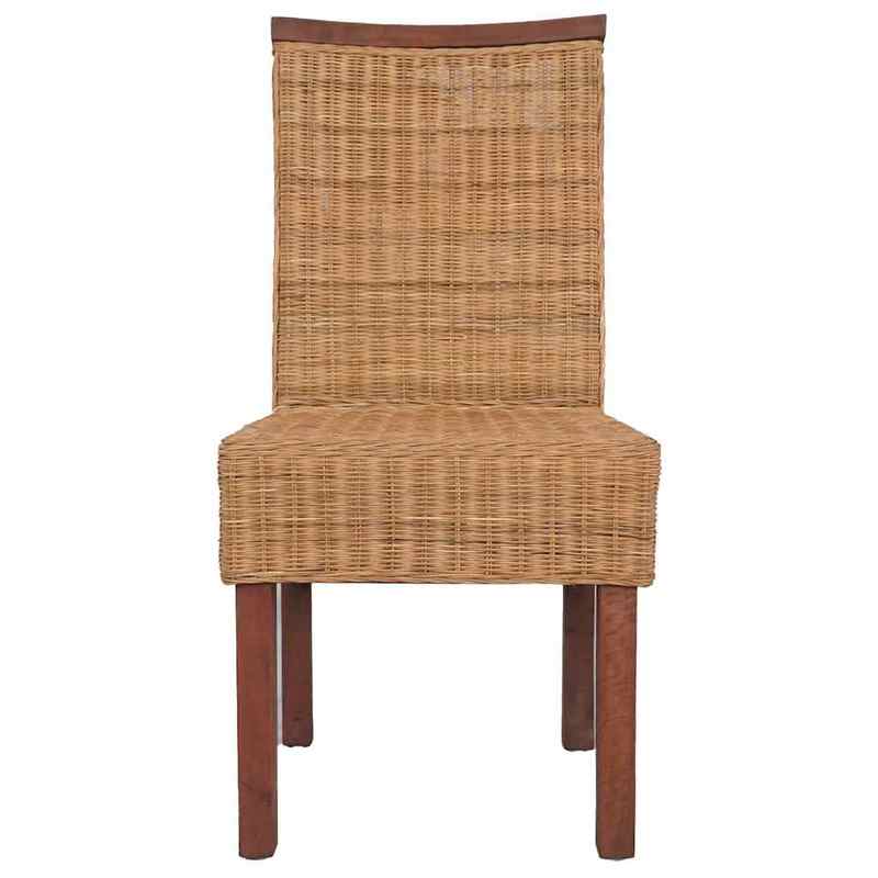 Eetkamerstoelen – Rattan Stoelen – Keukenstoelen – Set Van 2 Stoelen – Bruin – Natuurlijk Rattan – Gemakkelijk Schoon Te Maken – Stevige Rugleuning
